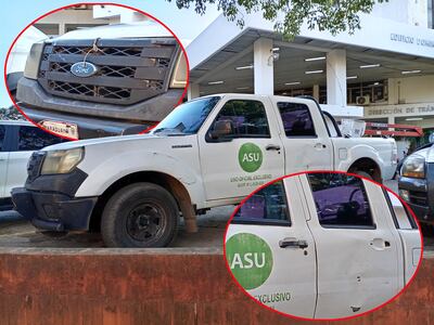 Camioneta de la Municipalidad de Asunción en mal estado.
