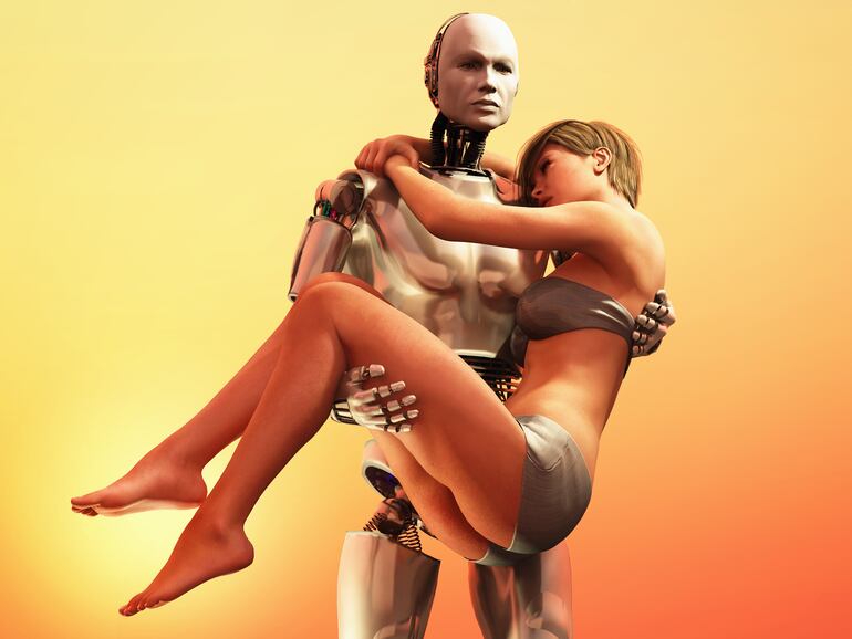 Concepto de erotismo en la era de robots e Inteligencia Artificial (IA).