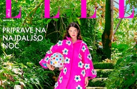 Nadia Ferreira con una creación de Ágatha Ruiz de la Prada en la portada digital de Elle Eslovenia.