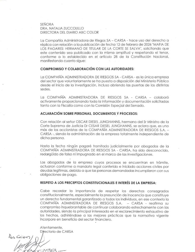 Compañía Administradora de Riesgos SA (CARSA)