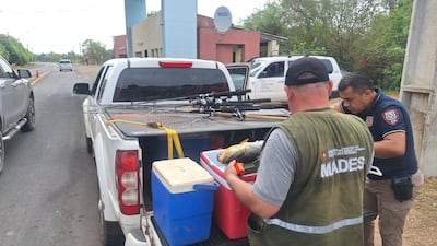 Funcionarios del MADES verifican que pescado capturado tenga la medida establecida por ley de pesca.