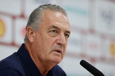 Gustavo Alfaro, director técnico (DT) de Paraguay, durante una conferencia de prensa.