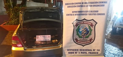 La droga fue hallada en la valijera del automóvil que tenía como destino Brasil.