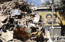 Vista de un edificio parcialmente dañado por un ataque israelí en el barrio de Haret Hreik, un suburbio al sur de Beirut, Líbano, el 7 de mayo de 2026.