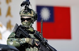 Un soldado taiwanés durante una exhibición militar en Taipéi.