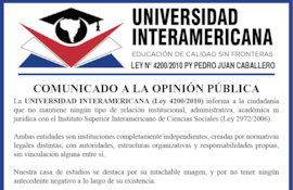 Comunicado de la Universidad Interamericana.