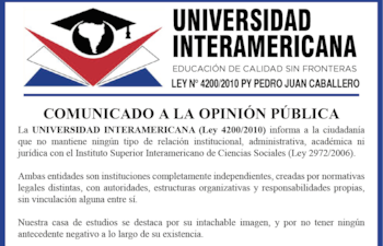 Comunicado de la Universidad Interamericana.