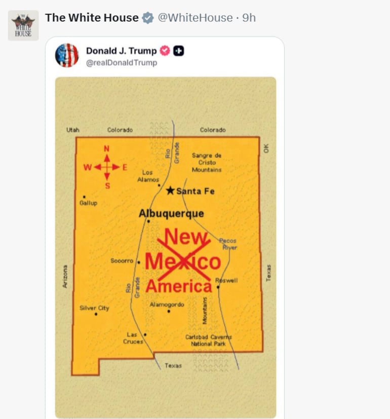 Publicación de la cuenta oficial de la Casa Blanca en X.