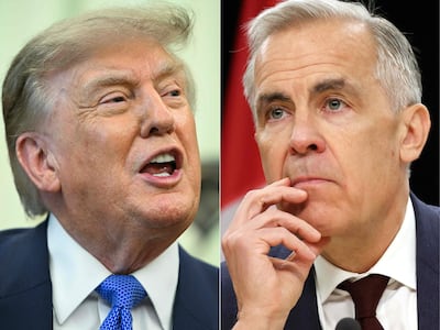 Esta composición de imágenes muestra al presidente de Estados Unidos, Donald Trump y al primer ministro canadiense, Mark Carney