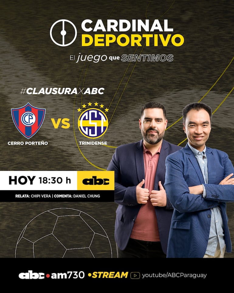 Cerro Porteño vs. Sportivo Trinidense, por ABC Cardinal 730 AM y ABC Paraguay en Youtube.