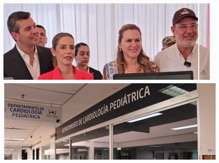  Santiago Peña, Leticia Ocampos, Teresa Barán y Justo Zacarias. Abajo: el Hospital de Clínicas.