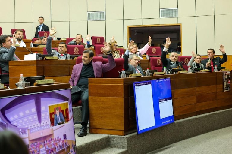 Sector colorado de la Cámara de Senadores. Foto: Gentileza del Senado.