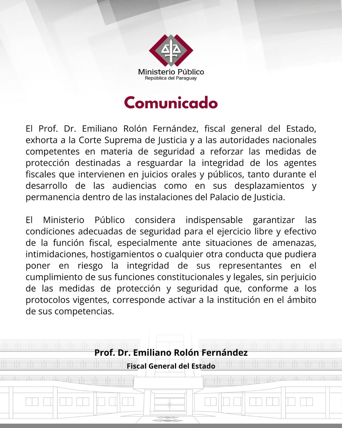 Fiscal general pide reforzar seguridad para fiscales tras declaraciones de Arnaldo Giuzzio