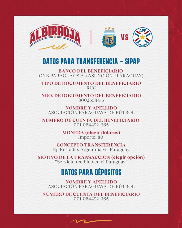 Entradas, Argentina vs. Paraguay.