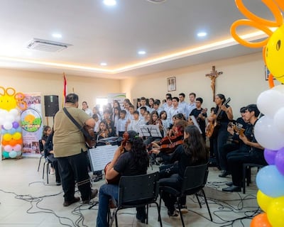 Integrantes del Coro Juvenil de la Escuela de Música Villa del Sol, que representarán a Paraguay en Argentina.