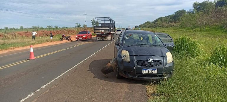 Sitio donde ayer perdió la vida una joven de 27 años en el lugar conocido como Morombí de la ruta PY08 