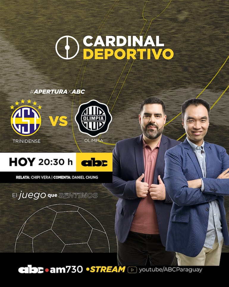 Sportivo Trinidense vs. Olimpia por ABC Cardinal 730 AM y ABC Paraguay en Youtube.