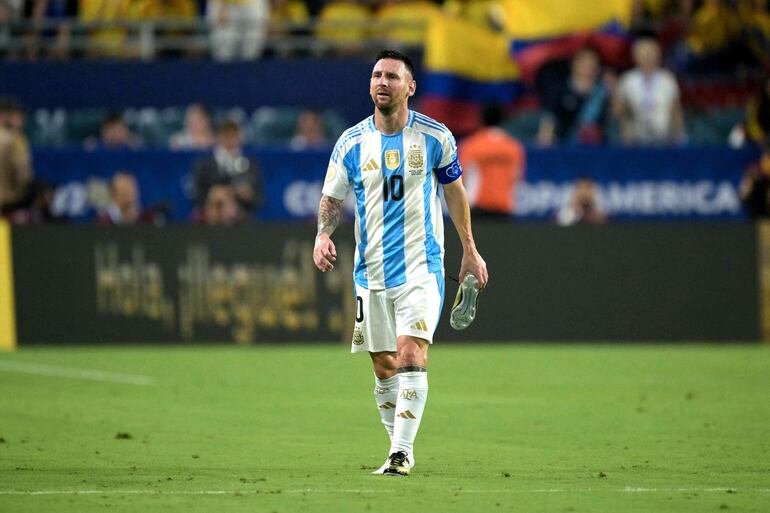 Lionel Messi, jugador de la selección de Argentina, en el partido de la final de la Copa América 2024 frente a Colombia en el Hard Rock Stadium, en Miami, Florida, Estados Unidos.