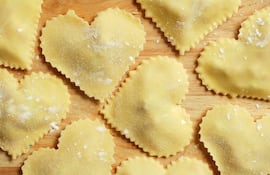 Ravioles en forma de corazón.