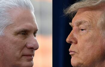 El presidente de Cuba, Miguel Díaz-Canel (i) y el mandatario de Estados Unidos, Donald Trump.
