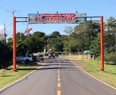 Entrada al distrito de Cecilio Báez, donde ocurrió la caída mortal del niño de 8 años.