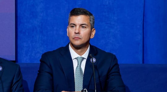 Santiago Peña , presidente de Paraguay, durante la sesión inaugural de la "Junta de Paz" creada por Donald Trump, mandatario de Estados Unidos. (gentileza)