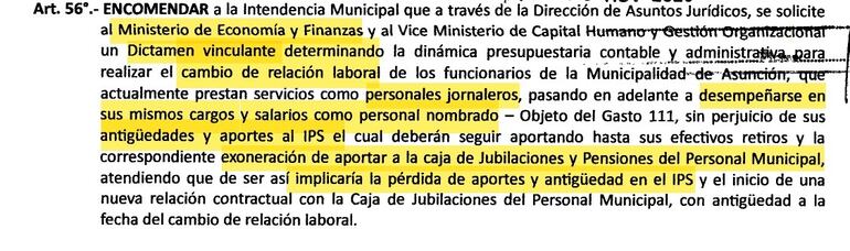 Ordenanza de presupuesto autoriza al intendente al cambio de relación laboral de los jornaleros, que pasarán a ser nombrados.