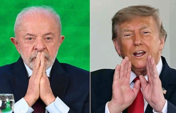 El presidente de Brasil, Luiz Inacio Lula da Silva (i) y el mandatario estadounidense, Donald Trump.