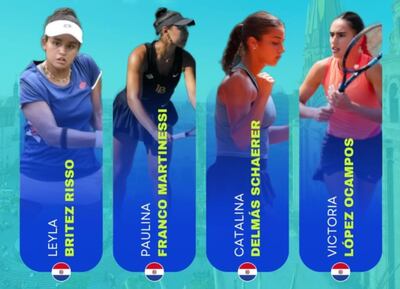 Las integrantes del Team Paraguay. listas para el desafío de la Billie Jean King Cup, en México.