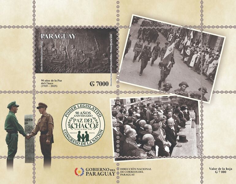 Estampilla conmemorativa de la Paz del Chaco en circulación para coleccionistas.