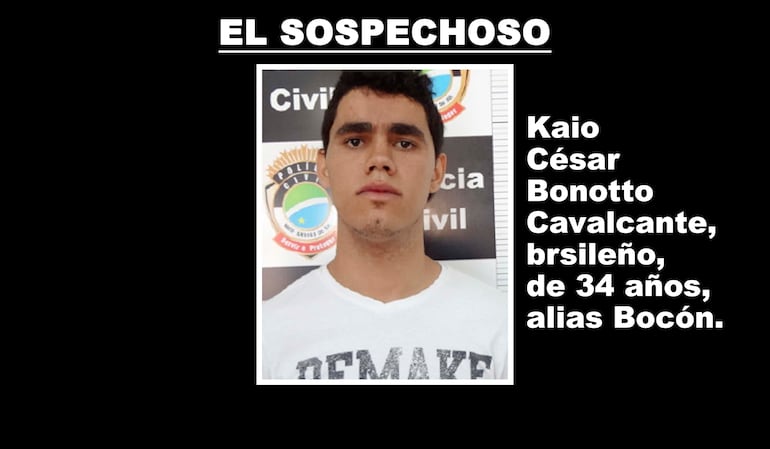 Kaio César Bonotto Cavalcante, de 34 años, alias Bocón, sospechoso del asalto al banco Sudameris de Naranjal.