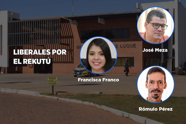 Francisa Franco, José Meza y Rómulo Pérez en un evento exterior, Sonríen mientras un letrero resalta 'PROHIBIDO ACCESO A LA PLATAFORMA'.