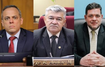 El contralor general de la República, Camilo Benítez, el diputado Jorge Ávalos Mariño (PLRA) y el subcontralor general de la República se preparan para ser escuchados éste jueves en una audiencia pública del Senado.