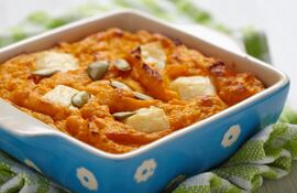 Soufflé de zapallo, queso y zanahorias.