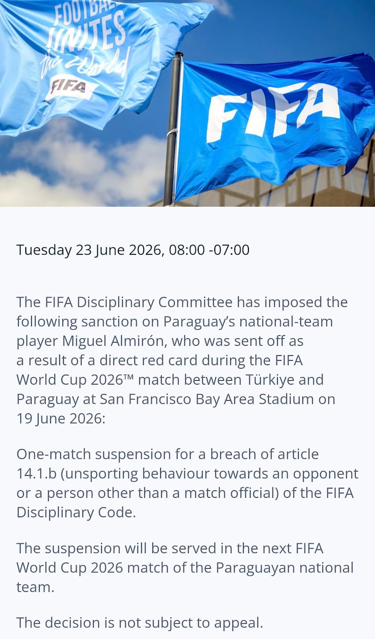 La resolución de la FIFA.