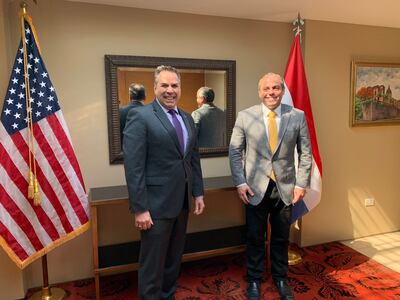Reunión entre el encargado de negocios de EE.UU., Joe Salazar, y el contralor Camilo Benítez.