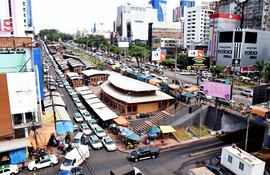 Vista aérea del sector comercial conocido como “Cuarta etapa” en Ciudad del Este.