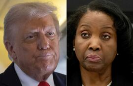 El presidente de Estados Unidos, Donald Trump (i) y la gobernadora de la Fed, Lisa Cook.