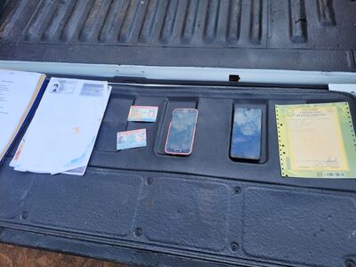 Evidencias requisadas durante el allanamiento de esta tarde.