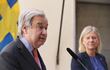 El secretario general de la ONU, Antonio Guterres (i) y la premier sueca, Magdalena Andersson (d). (EFE/EPA)