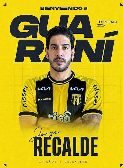 Jorge Eduardo Recalde Ramírez (8 de mayo de 1992), nuevo futbolista de Guaraní.