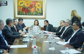 Reunión del titular de ANDE, Félix Sosa, y el ministro de Industria, Javier Giménez, con Diputados.