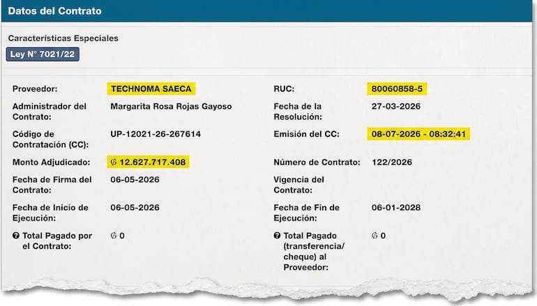 El contrato fue confirmado en julio pasado con la asignación del Código de Contratación.