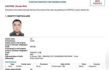La notificación roja de Interpol contra el chino Jin Xiaodi, quien vive en Paraguay con el nombre filipino de Eason Tay Jin.