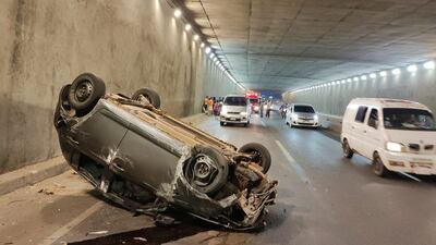 Accidente de tránsito en el túnel de Tres Bocas.