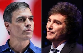 Combo de imágnes que muestra al presidente del Gobierno español, Pedro Sánchez, y al presidente argentino Javier Milei