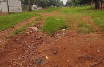 En estas condiciones se encuentran las calles de la ciudad de J. Augusto Saldívar. La foto corresponde a la calle 29 de setiembre del barrio Loma Blanca.