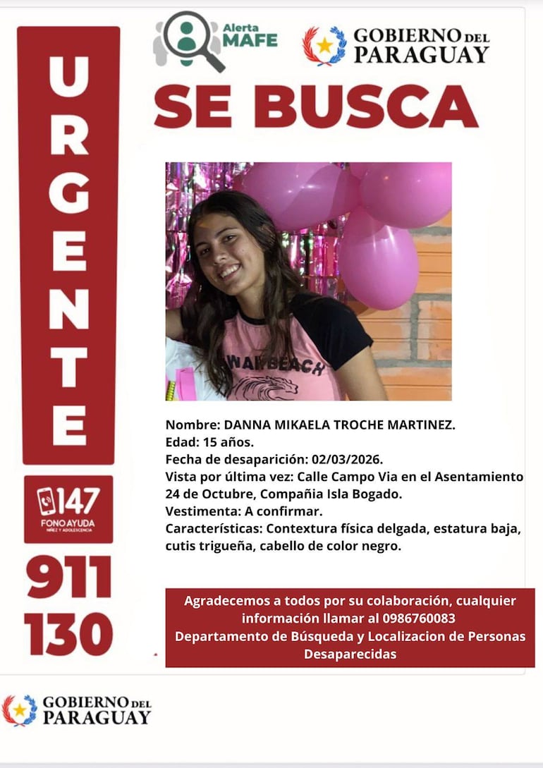 Foto de Danna Troche, adolescente desaparecida