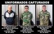 El policía Germán Lezcao Ojeda y los militares Jorge Daniel Villalba González y Rodney Villalba González, capturados en la operación Barret.