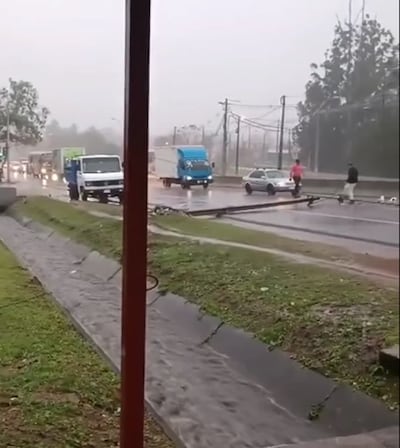 Sistema eléctrico de la ANDE dañado por la tormenta.